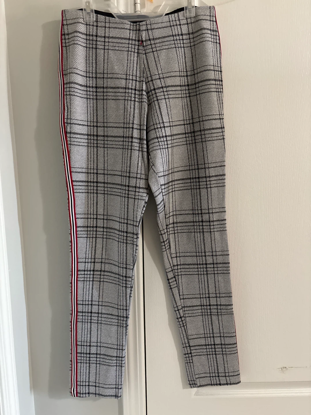 Plaid Pants with Side Stripe