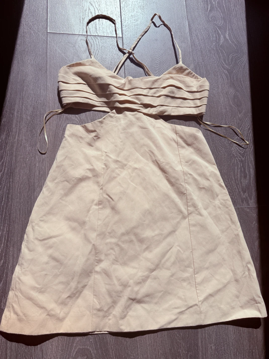 ZARA linen blend dress cutout new size small eggshell - photo 3