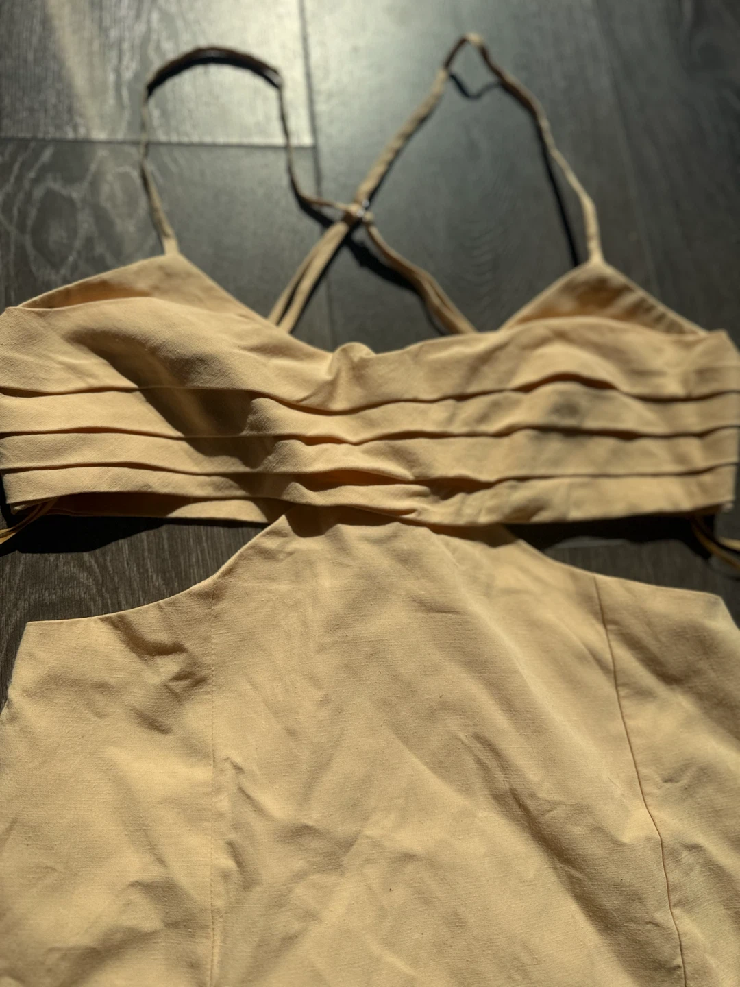 ZARA linen blend dress cutout new size small eggshell - photo 5