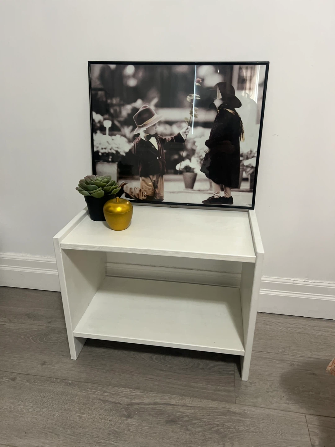 White Wooden Two-Tier Side Table