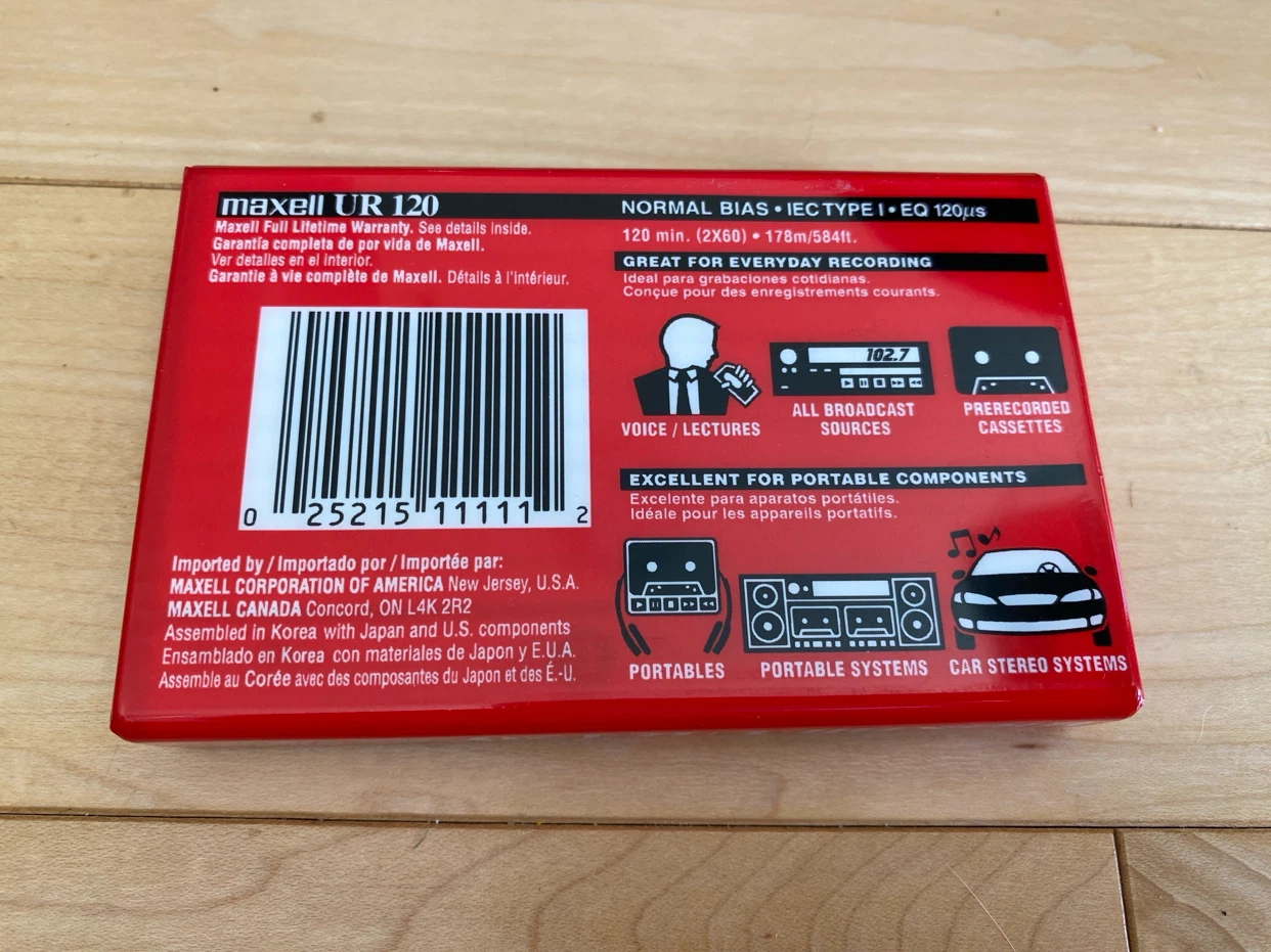 New sealed Maxell UR 120 Audio Cassette Tape - photo 2