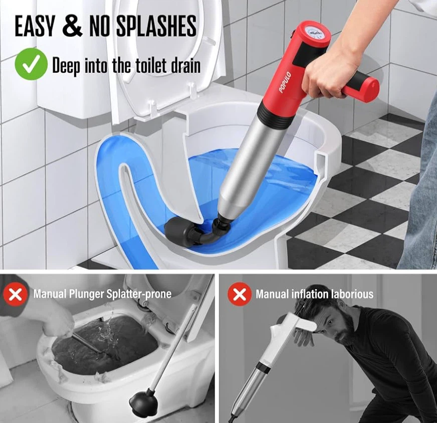 POPULO Electric Toilet Plunger with Pressure Gauge - photo 3