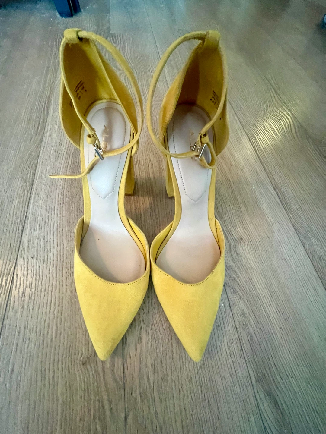 ALDO Yellow Suede Heels  size 8.5 with Ankle Strap