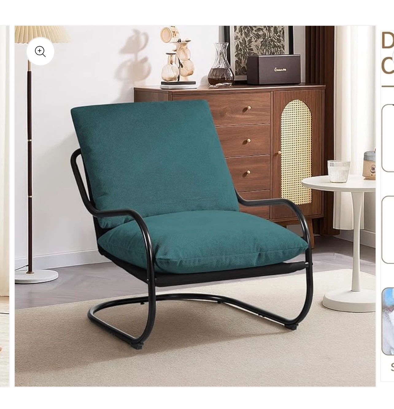 Green Accent Chair with Black Metal Frame