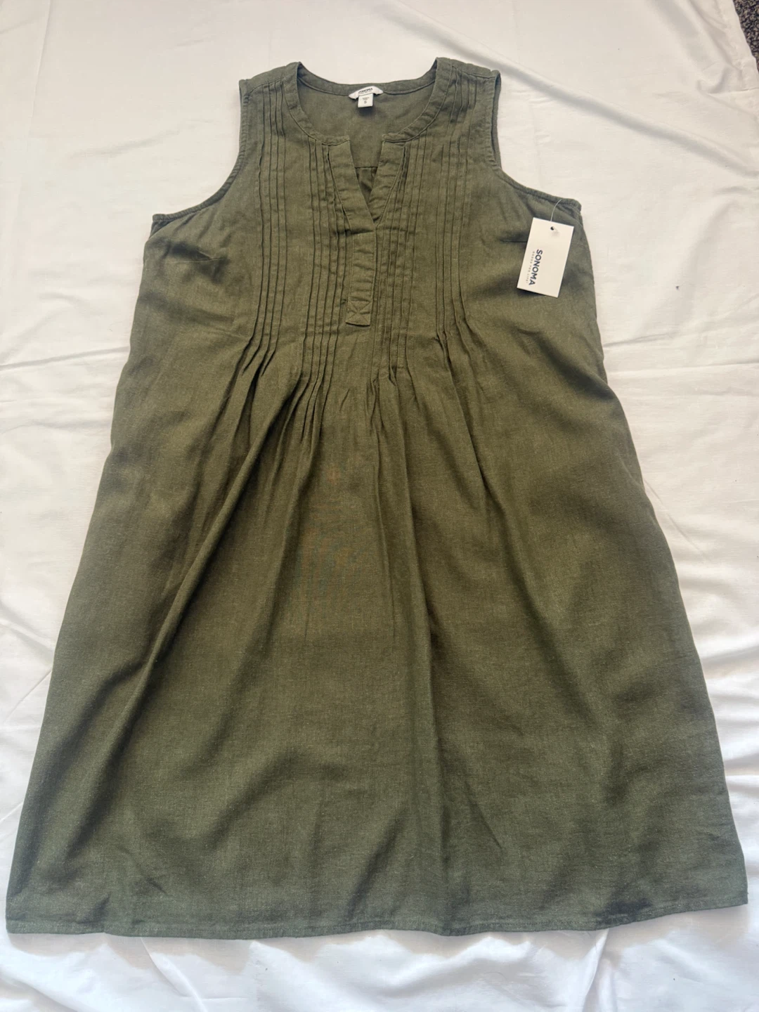 Sonoma Olive Green Linen Blend Dress - Small