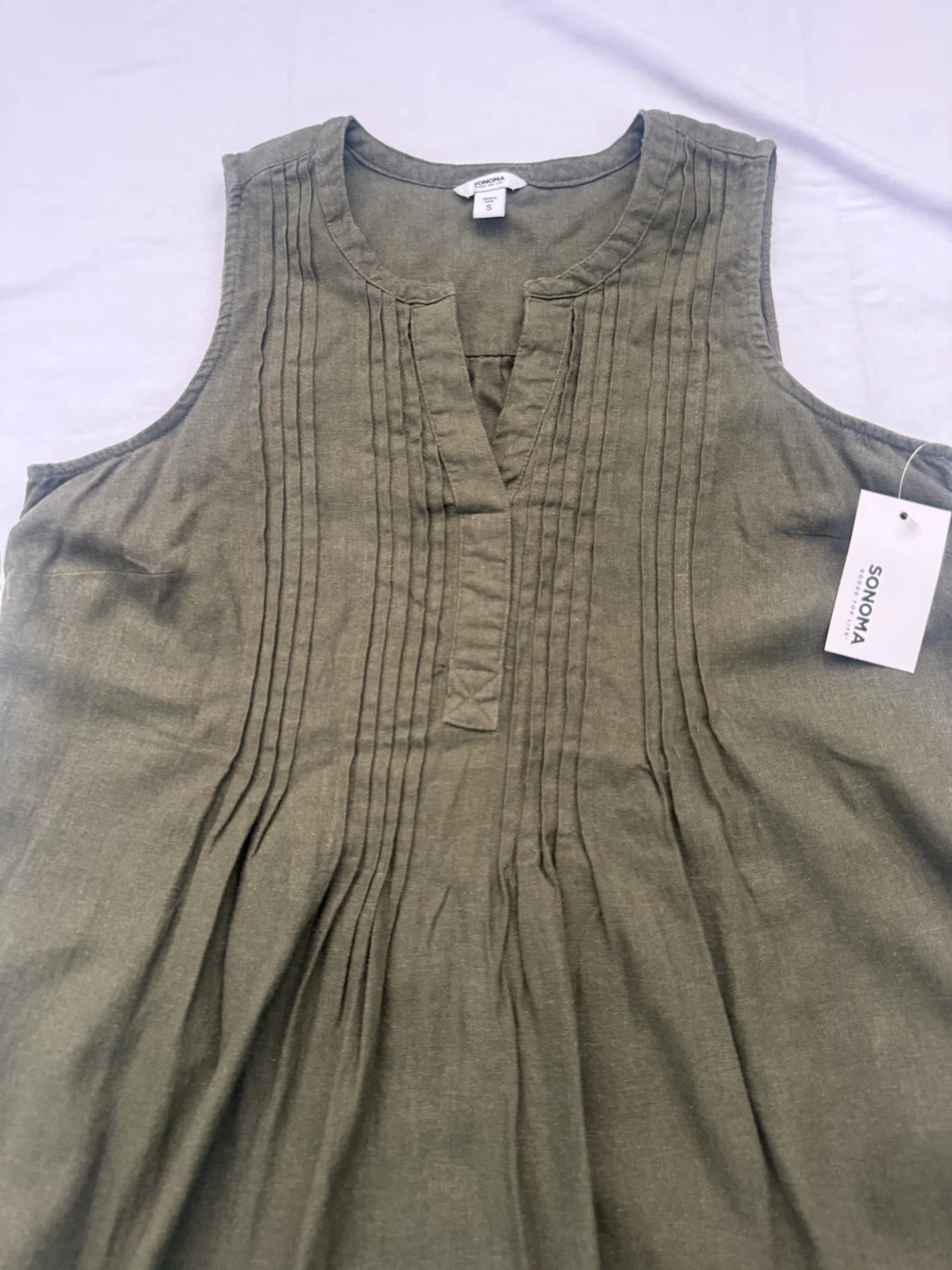 Sonoma Olive Green Linen Blend Dress - Small - photo 2