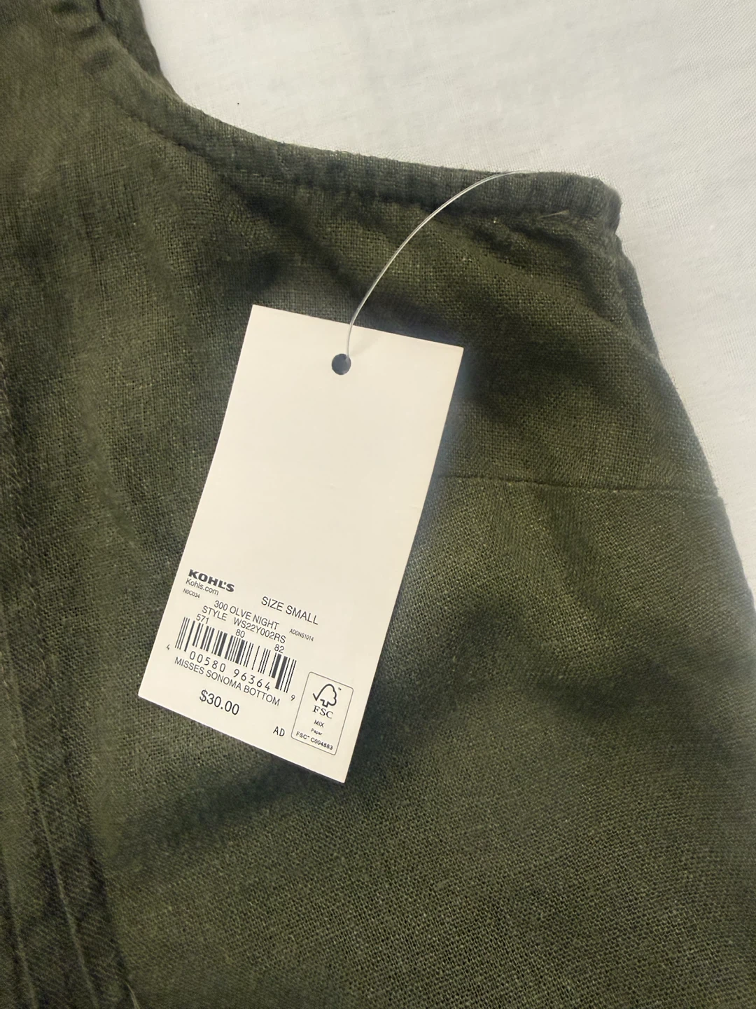 Sonoma Olive Green Linen Blend Dress - Small - photo 4