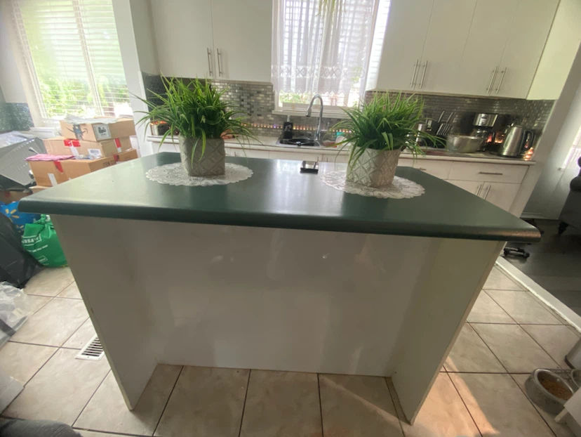 Kitchen Island with Green Countertop