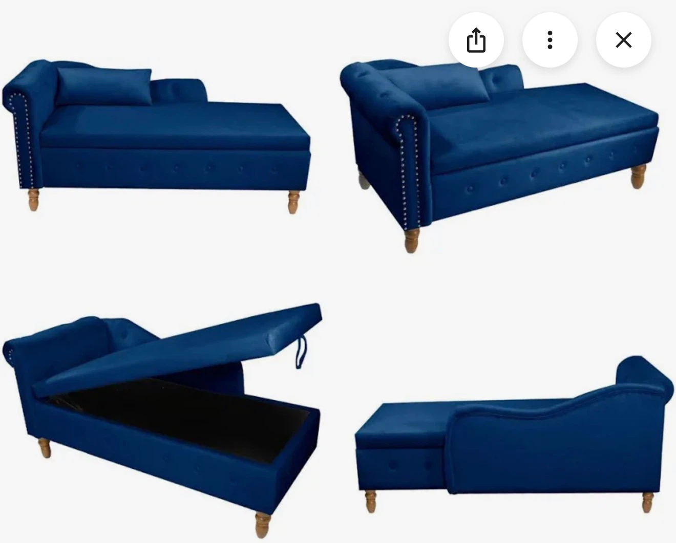 Blue Velvet Chaise Lounge with Storage - photo 2