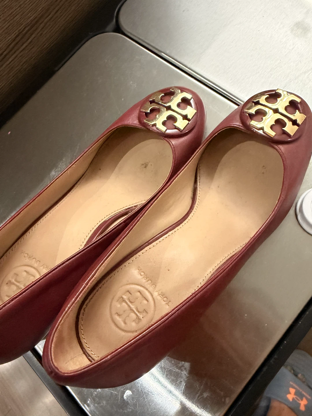 Tory Burch Red Leather Block Heel Shoes Size 5