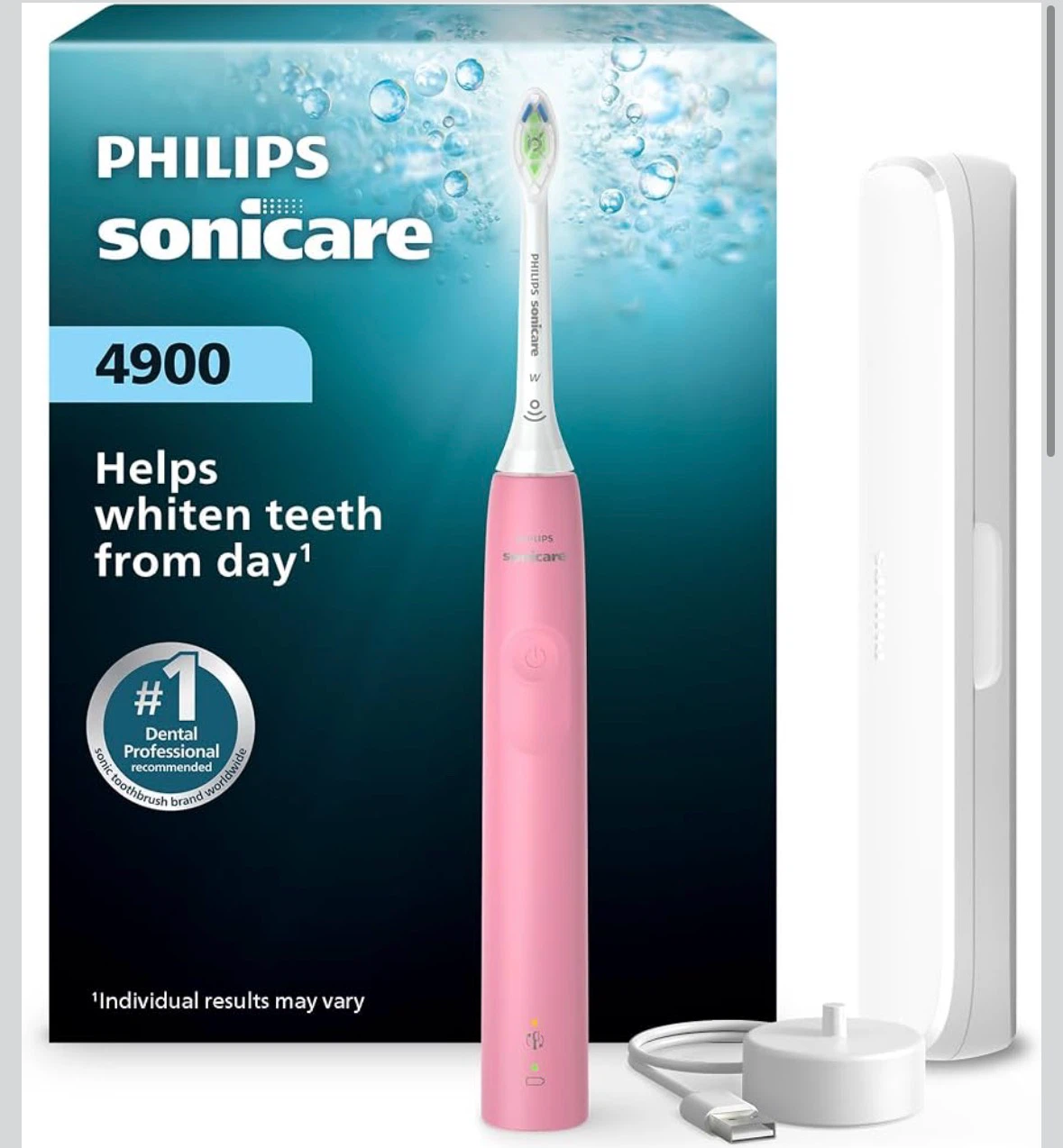 Philips Sonicare 4900 toothbrush + travel case + charger