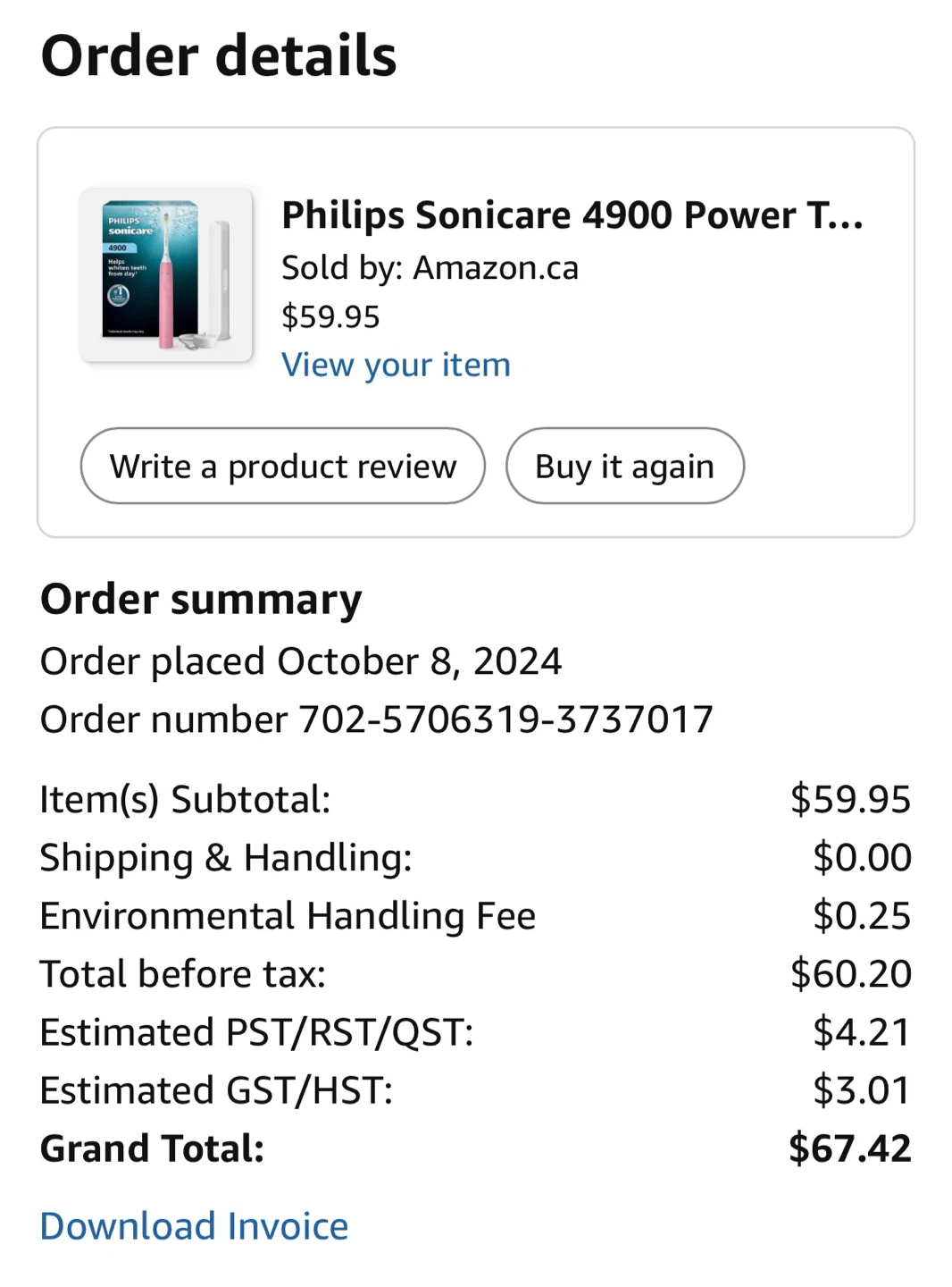 Philips Sonicare 4900 toothbrush + travel case + charger - photo 2