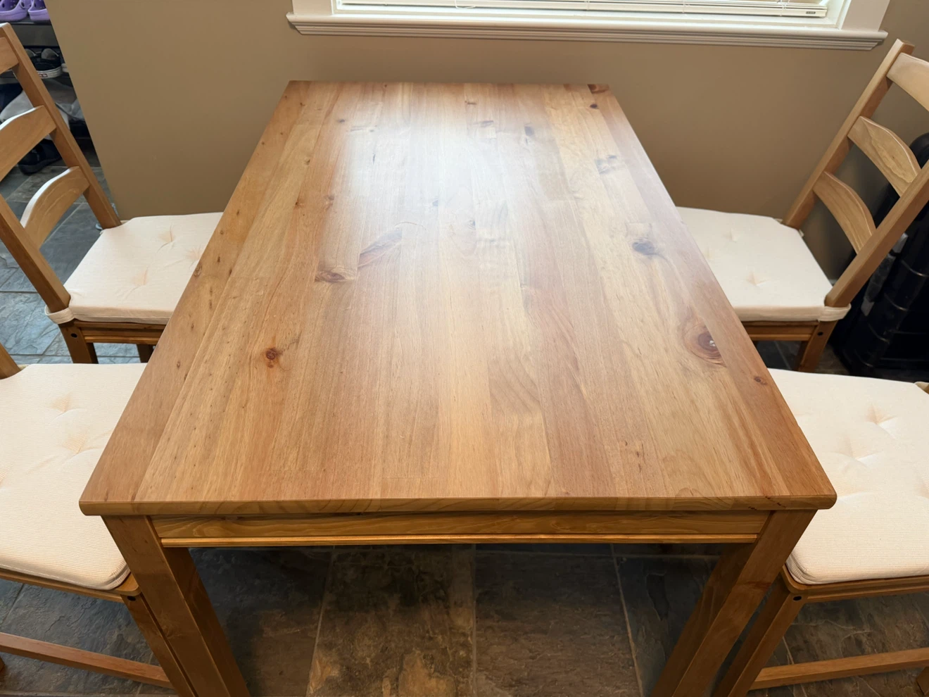 Wooden Dining Table with 4 Chairs
