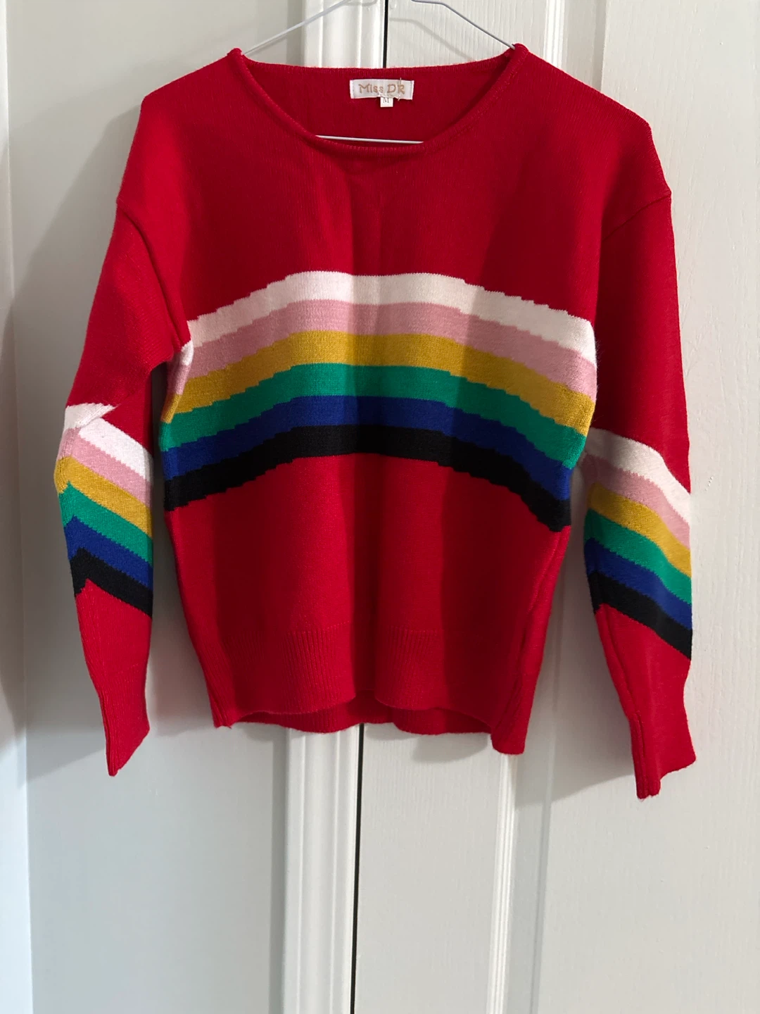 Miss DR Red Rainbow Stripe Sweater