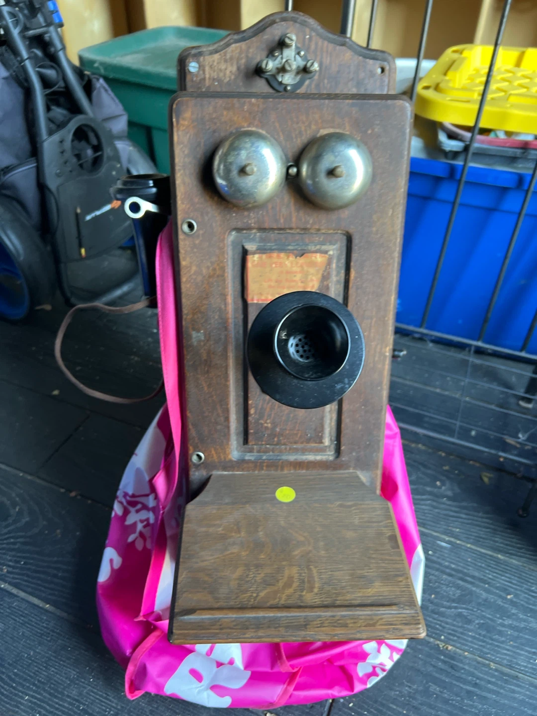 Vintage Wooden Wall Mount Telephone - photo 3