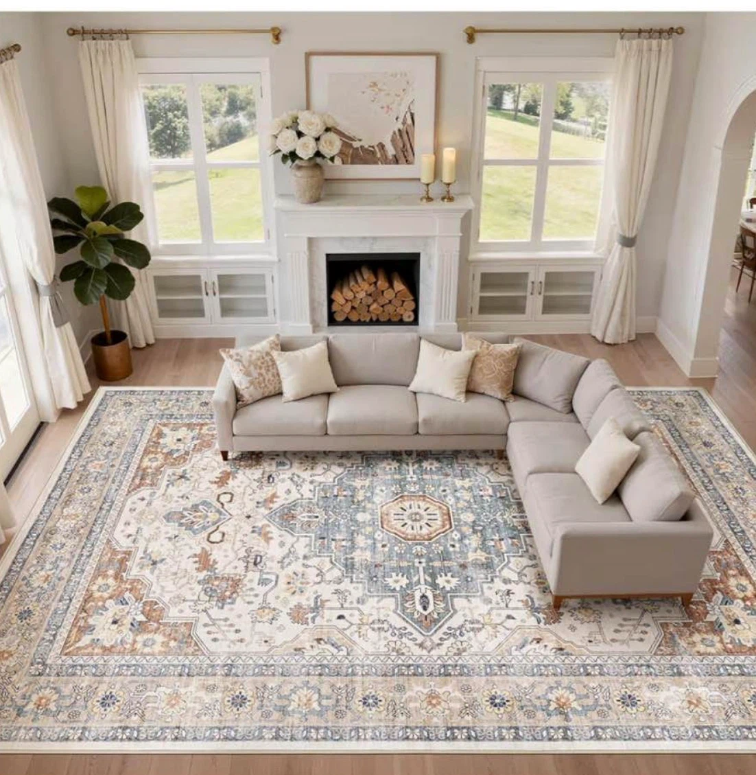 Faux Wool Area Rug 10x14ft