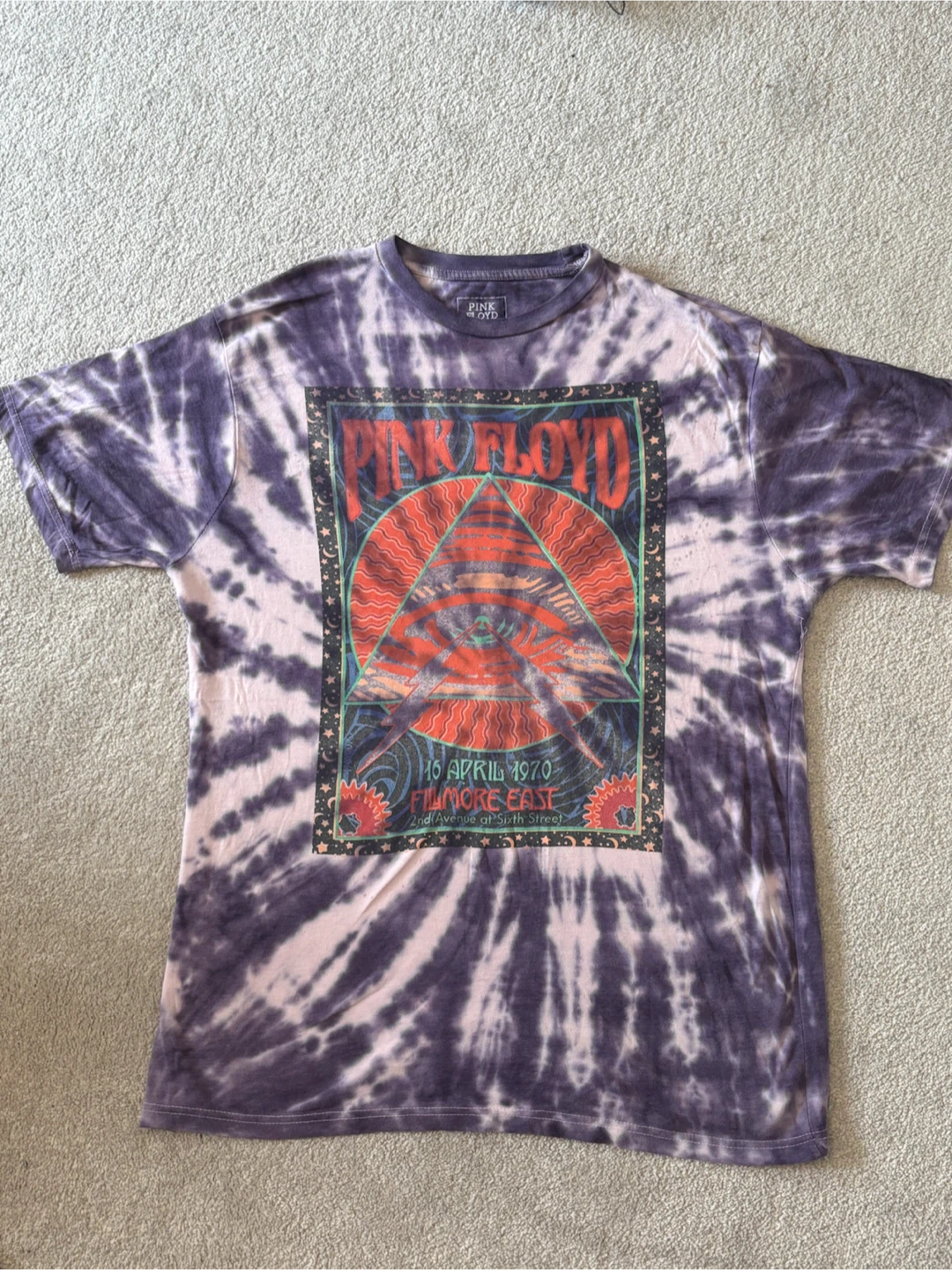 Pink Floyd Tie-Dye Band T-Shirt - 1970 Filmore East Graphic T