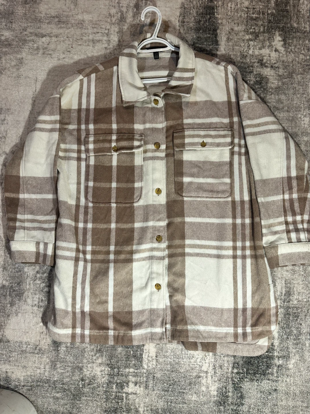 Brownish pink and White Plaid Shacket