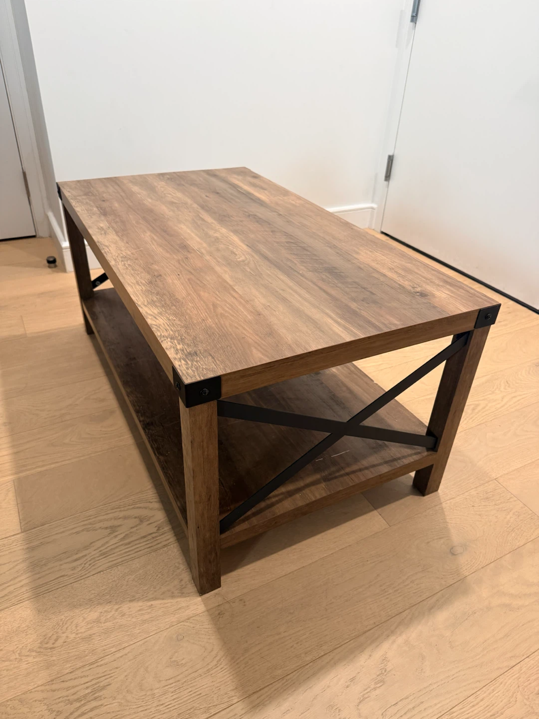 Rustic Wood Coffee Table with Shelf
