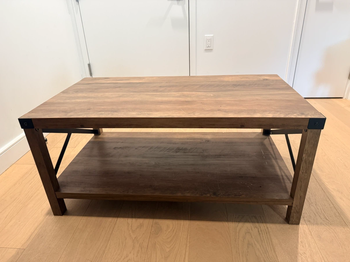 Rustic Wood Coffee Table with Shelf - photo 2