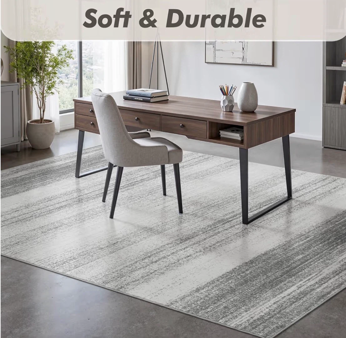 Modern Grey Striped Area Rug 8x10 FT - photo 5