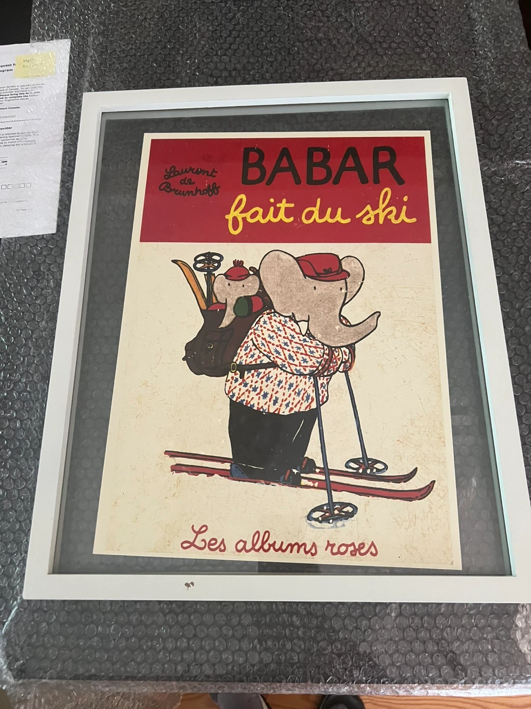Babar fait du ski framed print