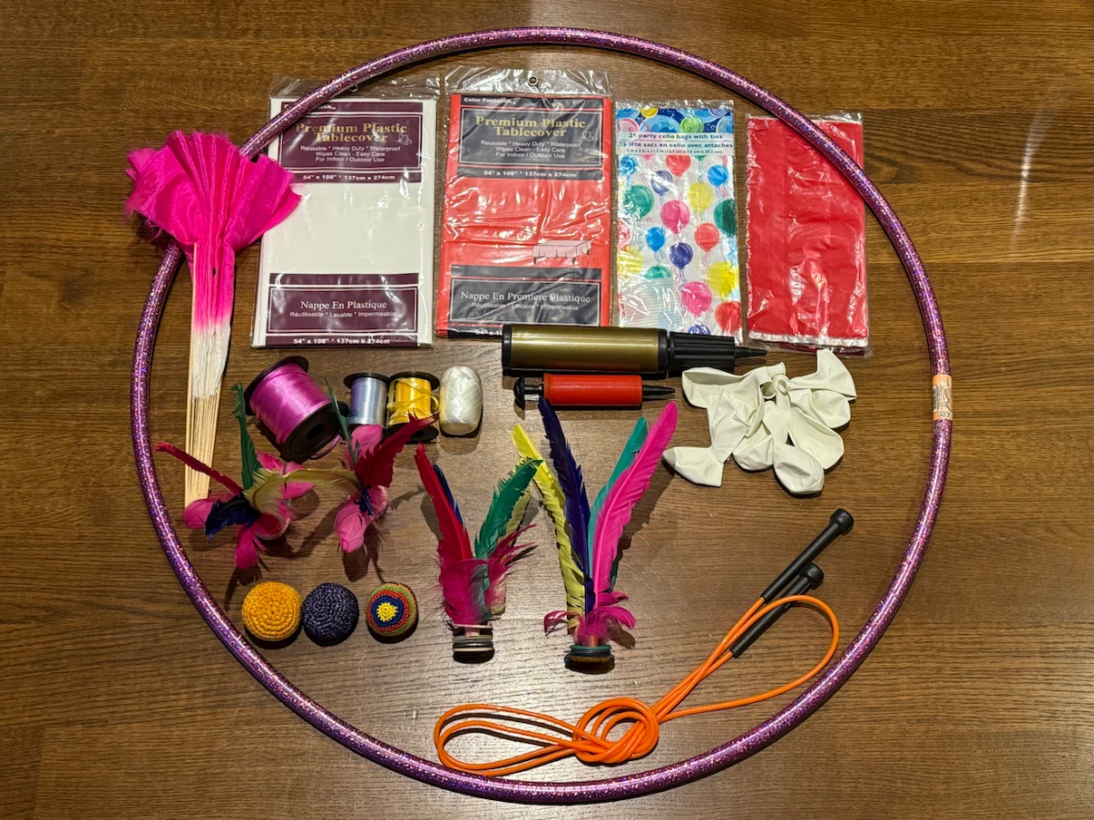 Party Supplies Lot: Hula Hoop, Jump Rope, Tablecovers & More