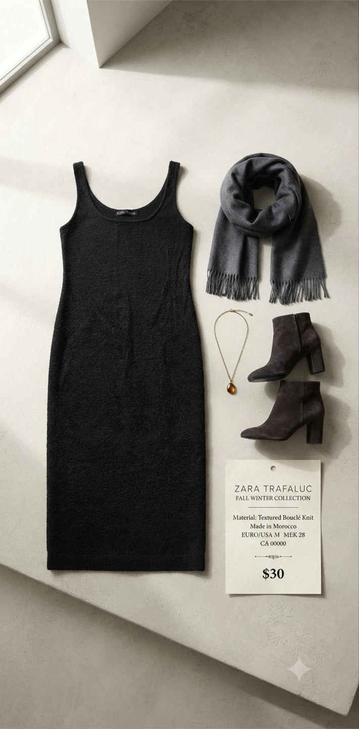Brand New! Zara Trafaluc Black Knit Dress – Size M