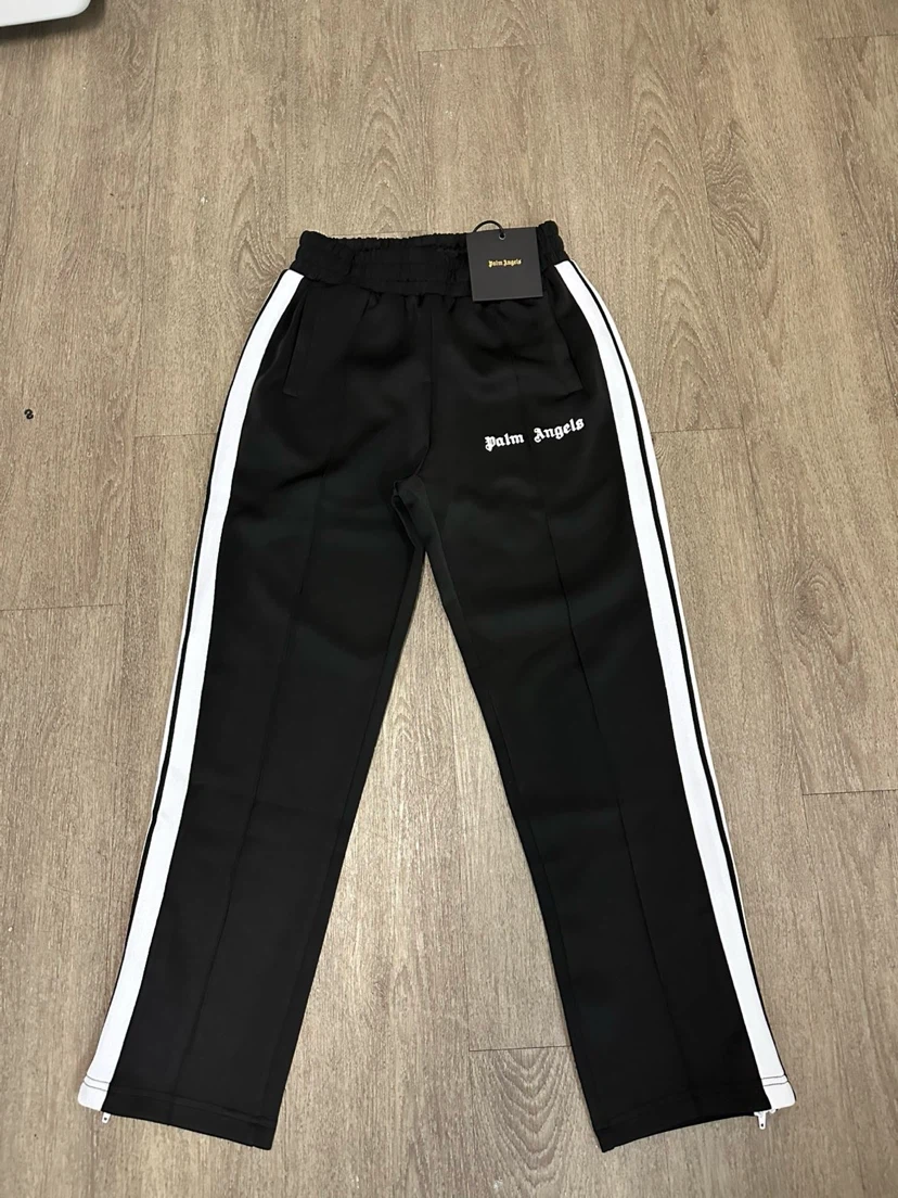 Palm Angels Black Track Pants with White Stripes Size M