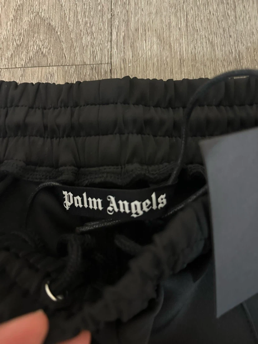 Palm Angels Black Track Pants with White Stripes Size M - photo 2
