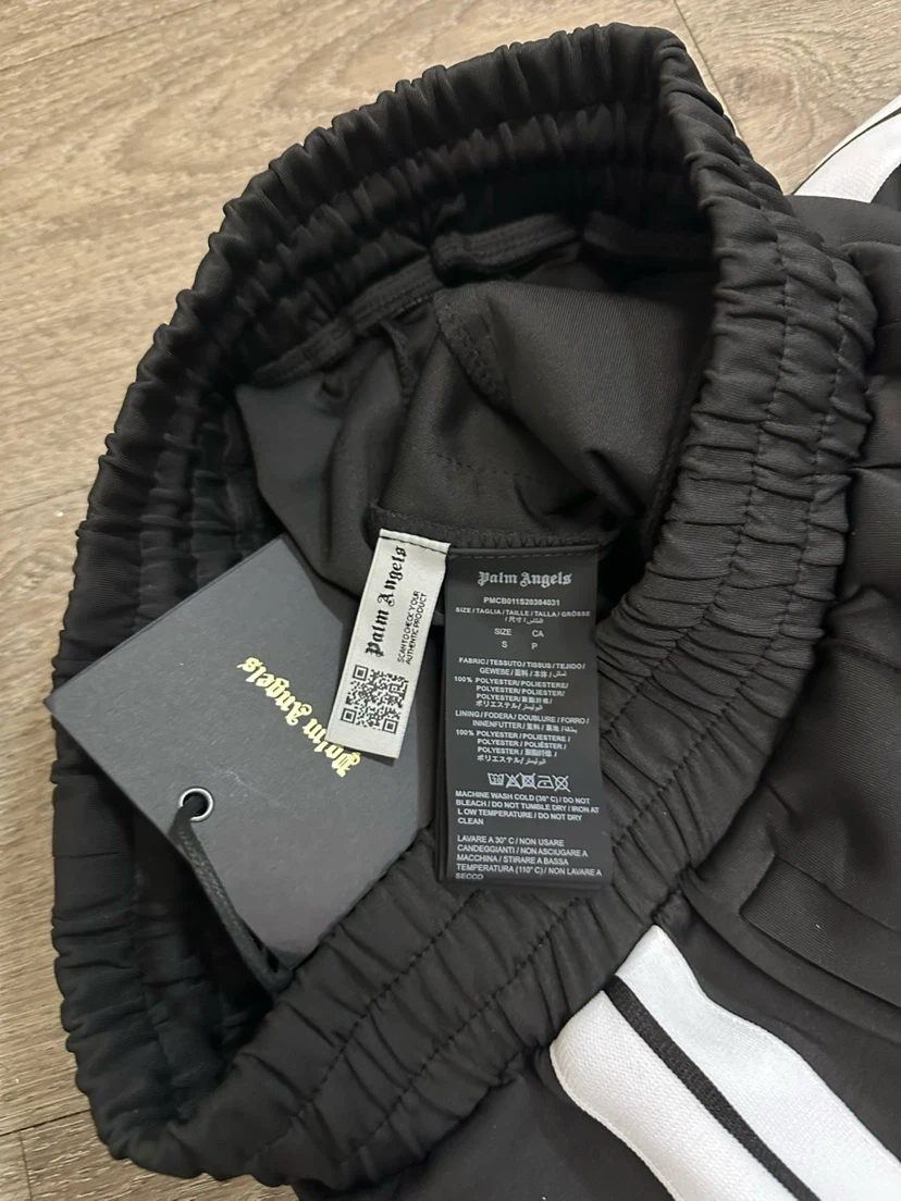 Palm Angels Black Track Pants with White Stripes Size M - photo 3