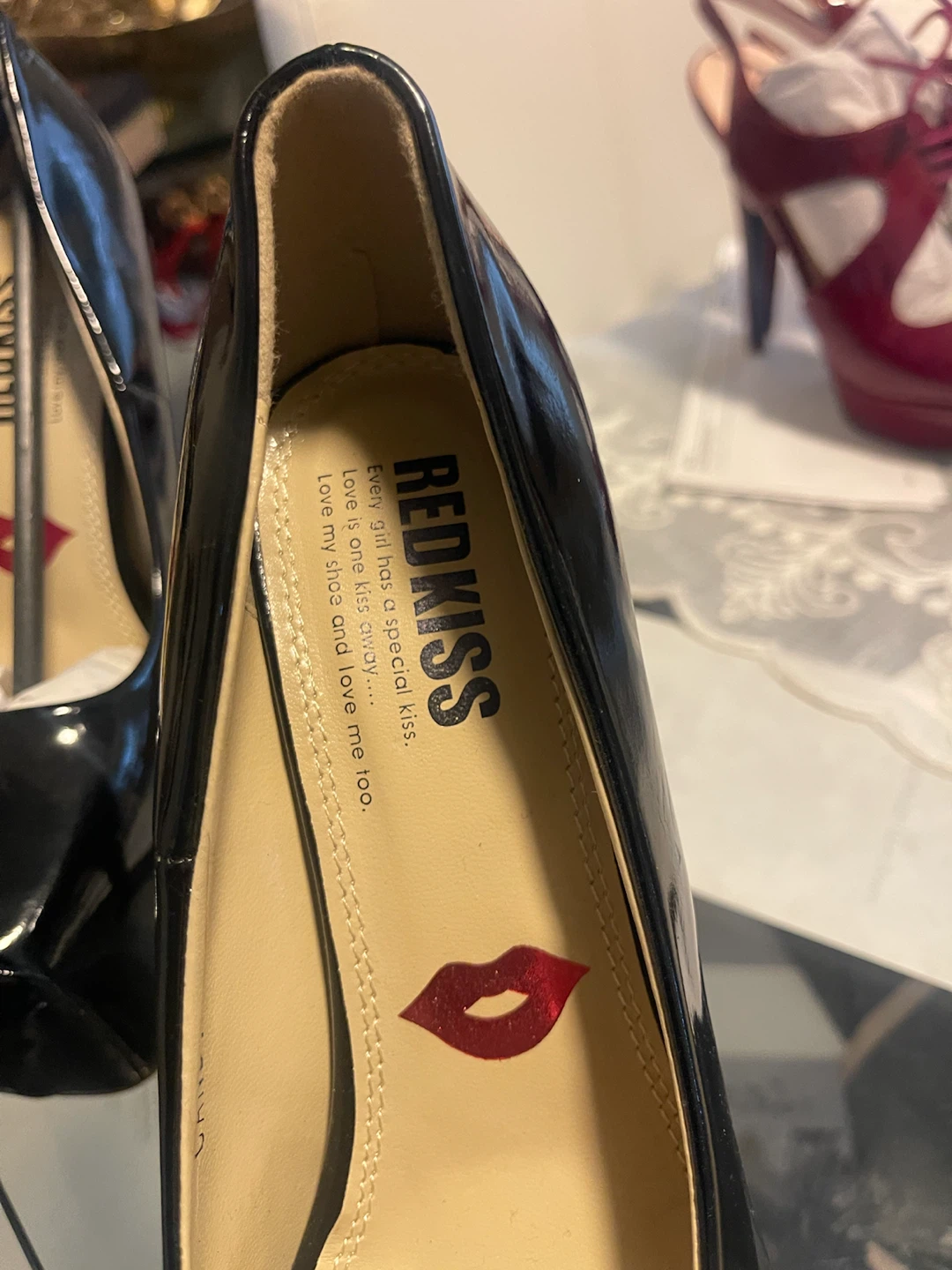 Red Kiss Black Patent Platform Heels - photo 2