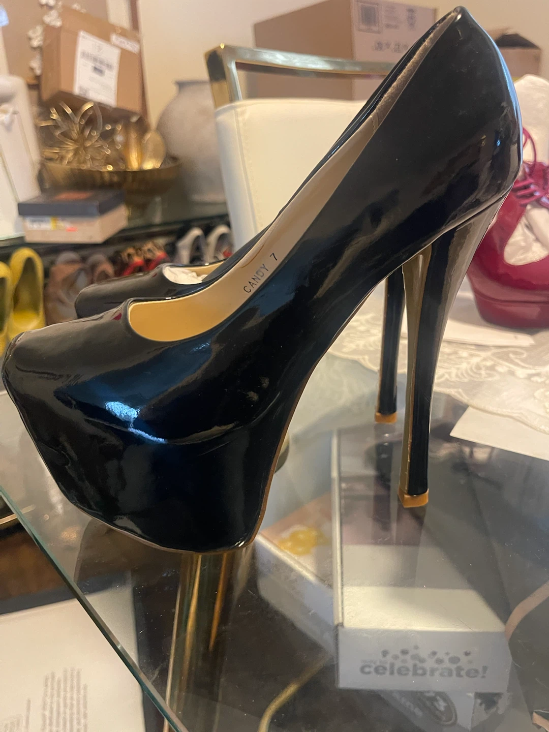 Red Kiss Black Patent Platform Heels - photo 5