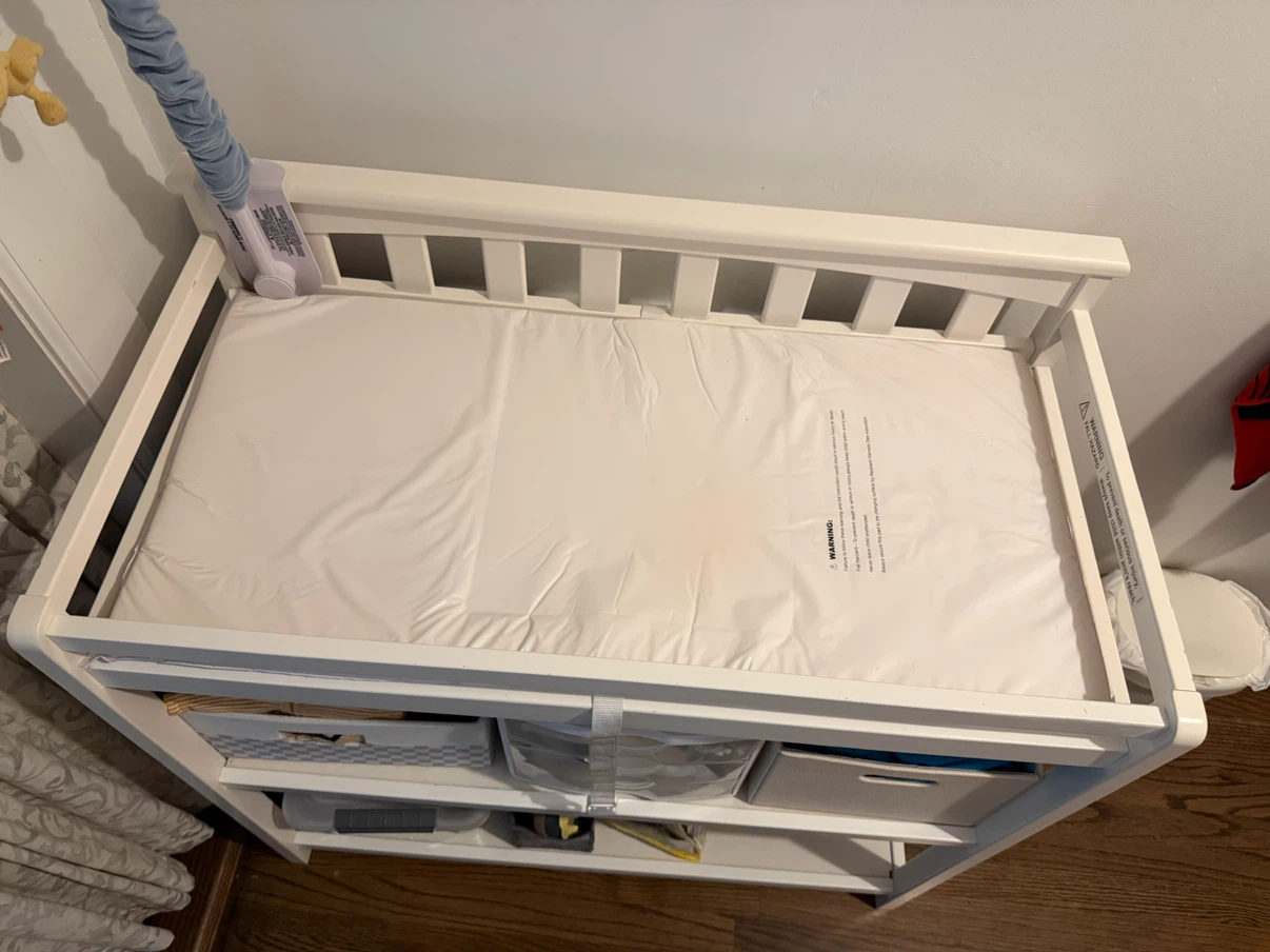 White Baby Changing Table with Storage - photo 2