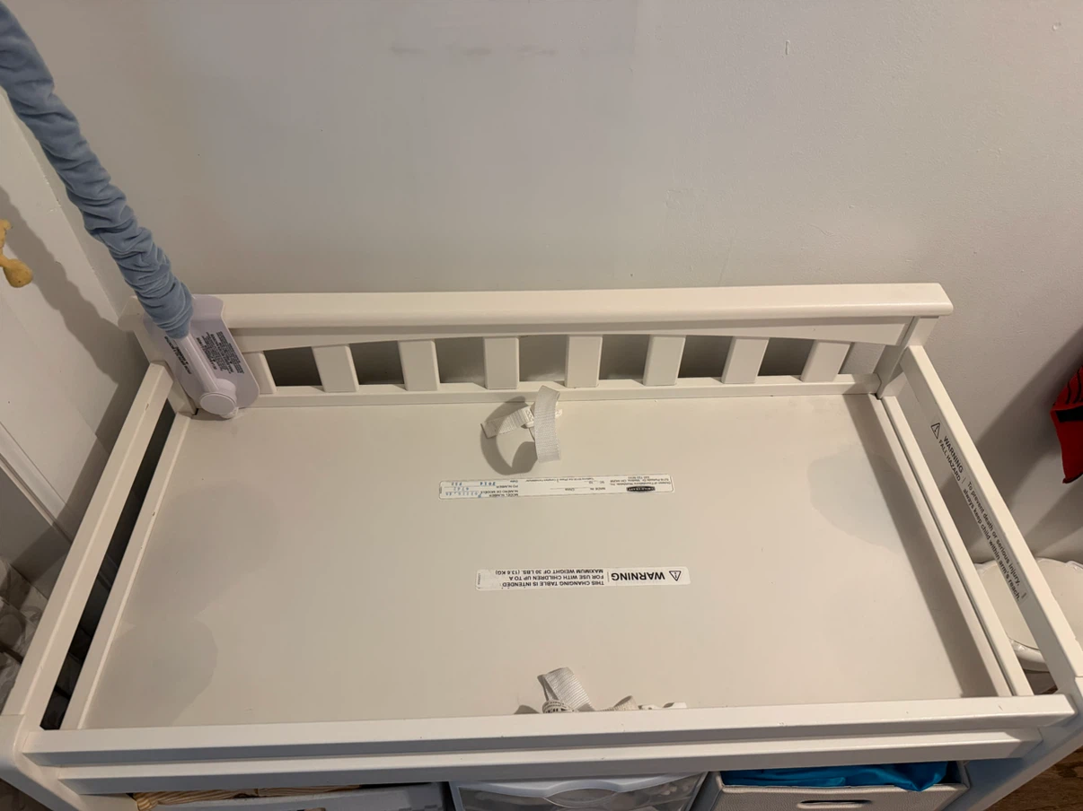 White Baby Changing Table with Storage - photo 3