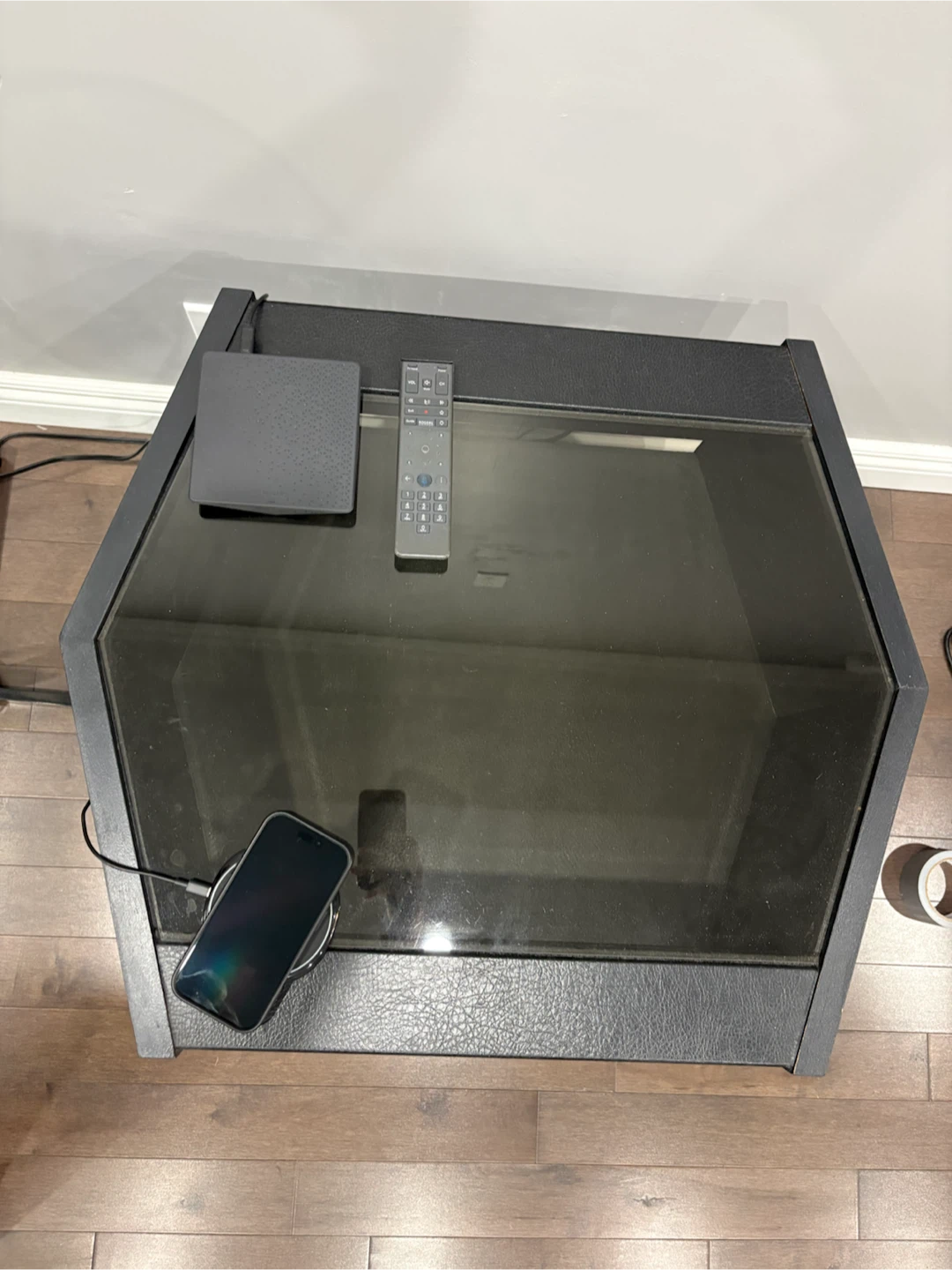 Black Side Table with Glass Top - photo 2