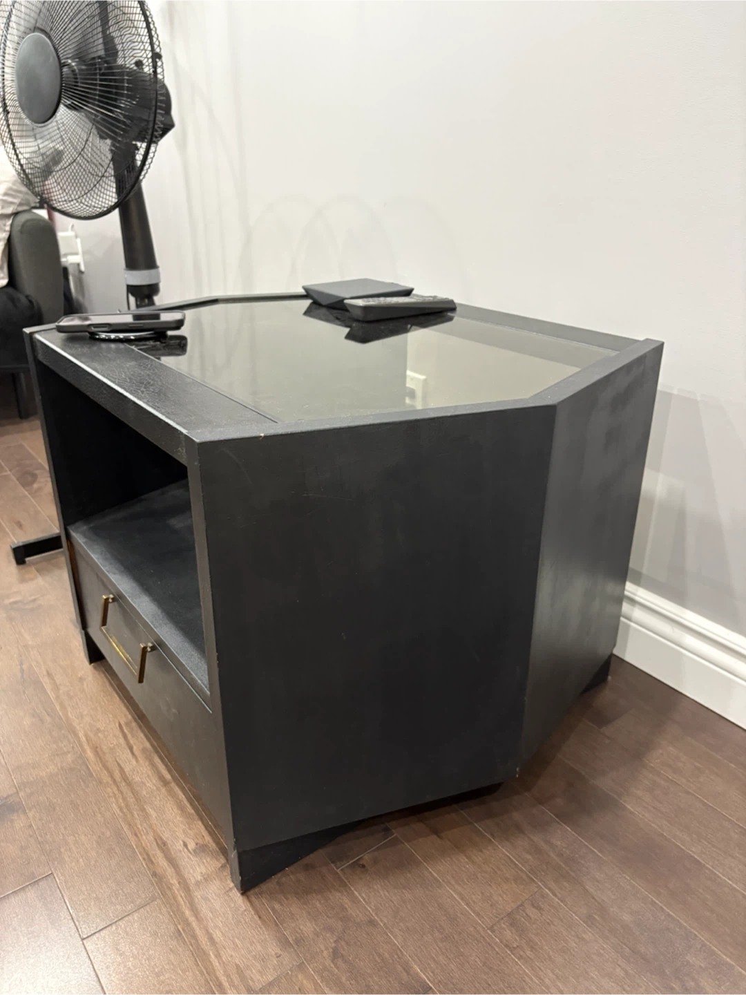 Black Side Table with Glass Top - photo 3