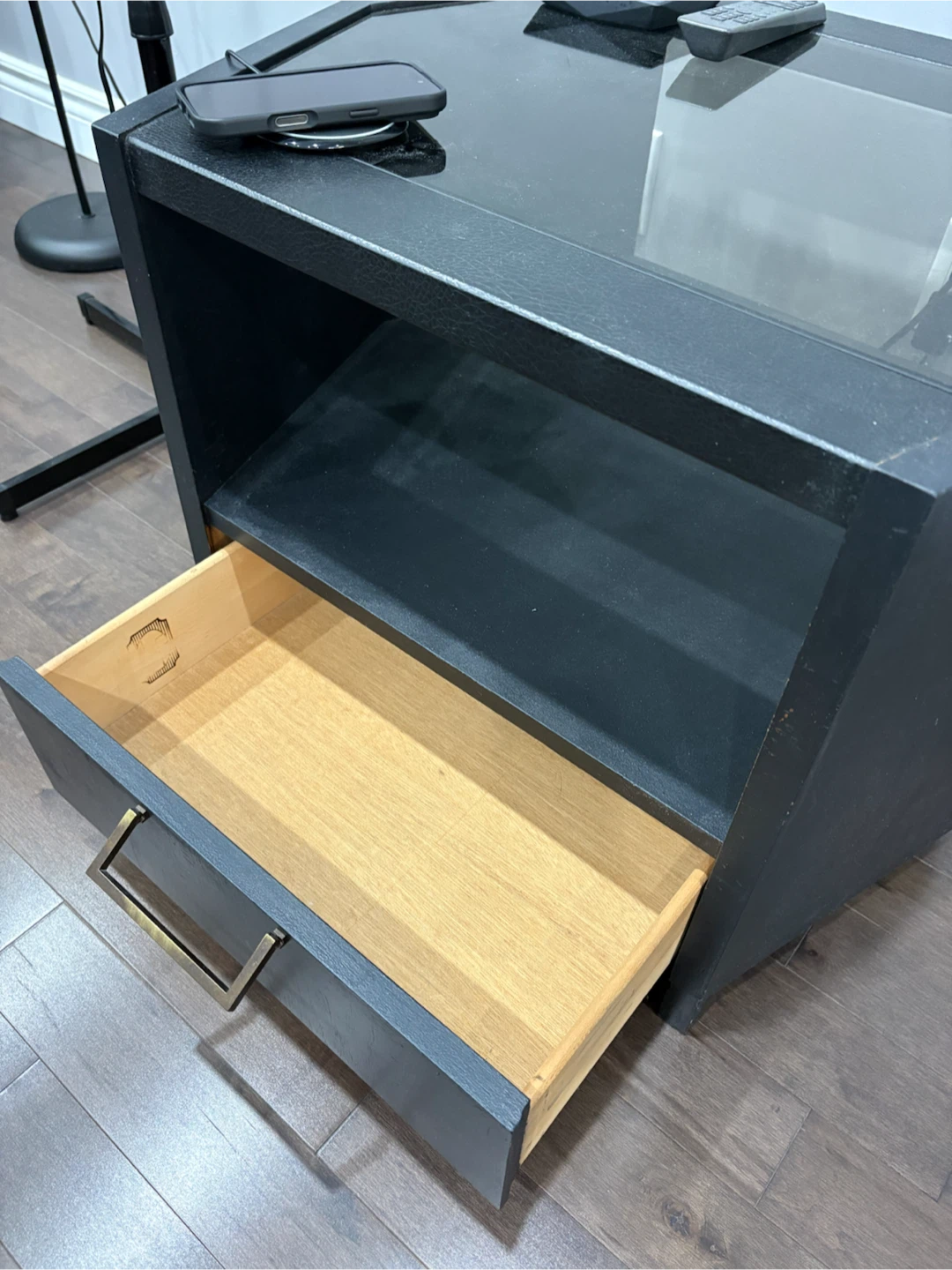 Black Side Table with Glass Top - photo 4