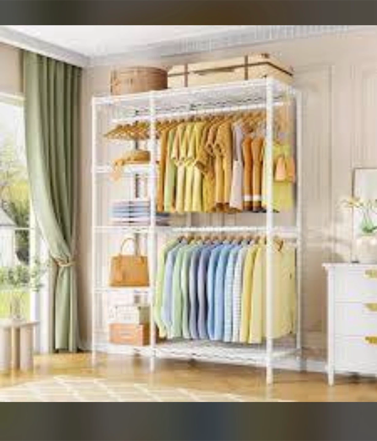 Wire Garment Rack with Shelves
