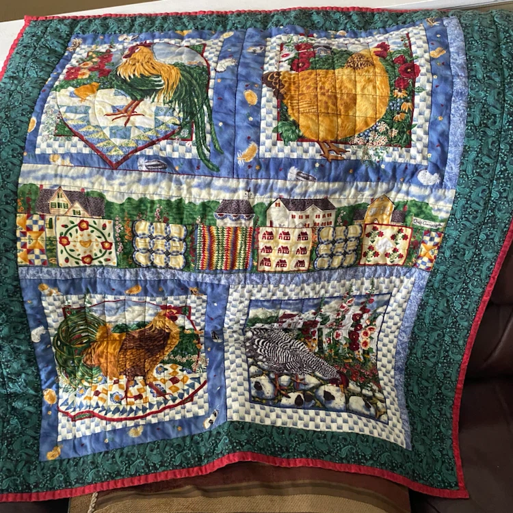 Quilt 3’ x 3’ with Roosters and Scenic Panels - photo 3