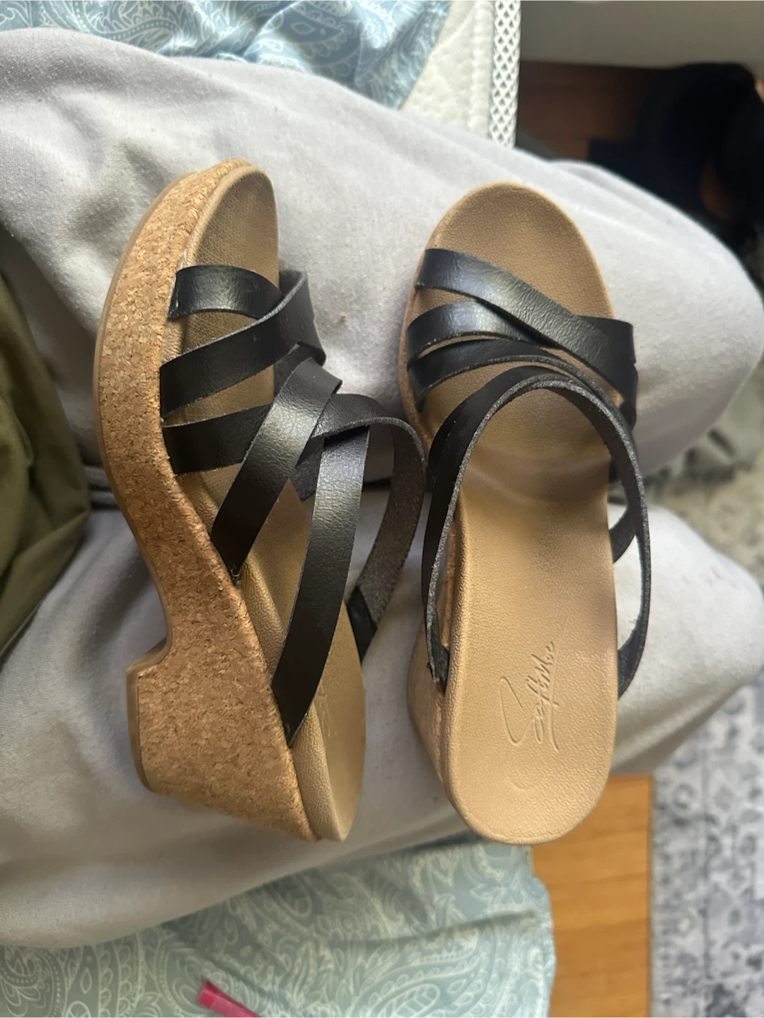 Sophia Webster Black Leather Wedge Sandals - photo 2