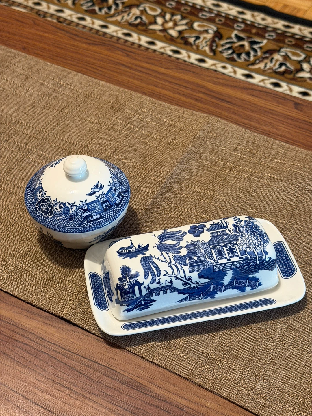 Churchill Willow Blue Butter Dish with Lid