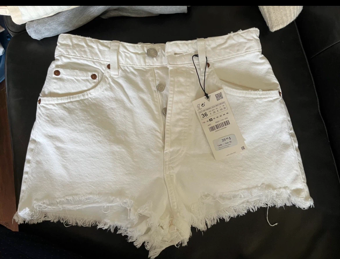 ZARA White Denim Shorts