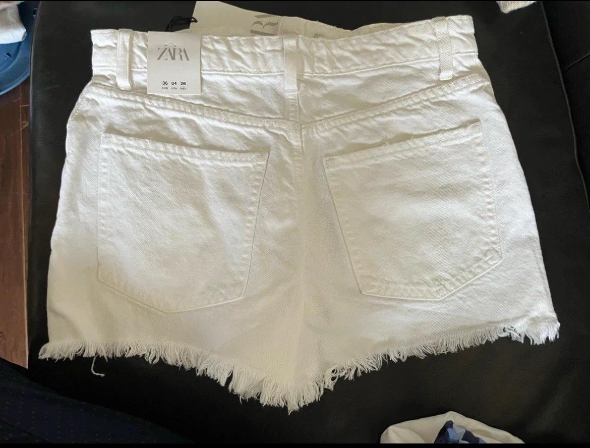 ZARA White Denim Shorts - photo 2