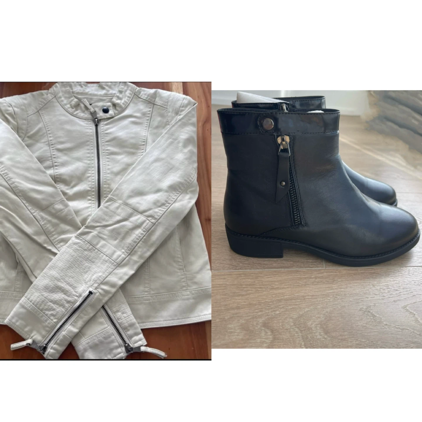 Brand newBlack Leather Boots➕leather coat