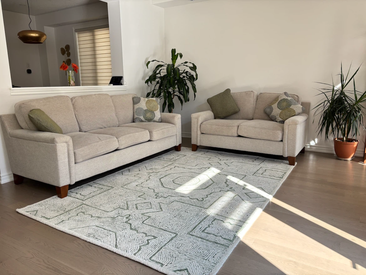 Beige Sofa and Loveseat Set