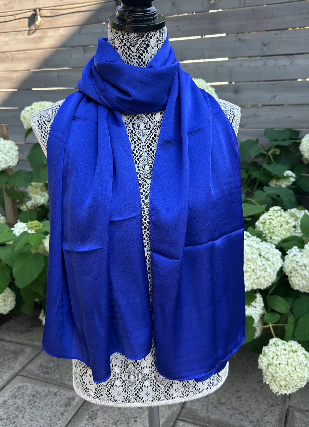 Vibrant Royal Blue Satin Scarf
