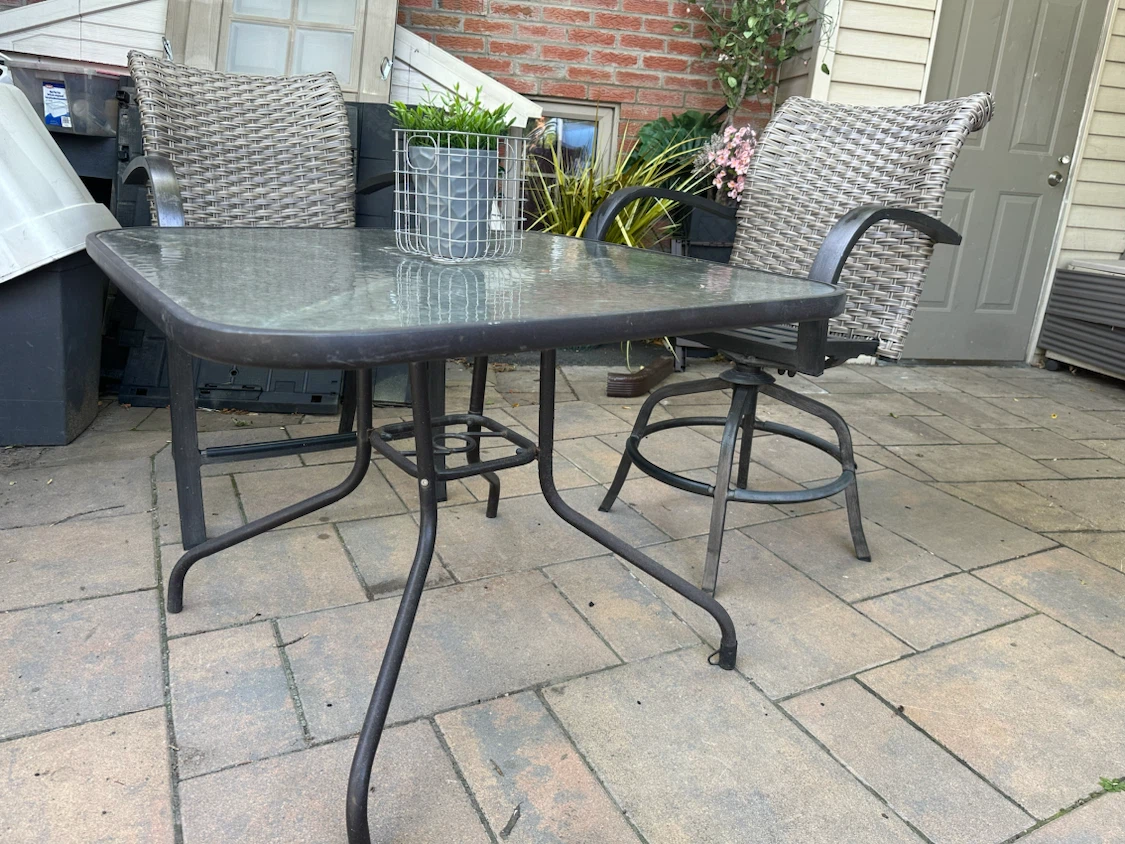 Glass Top Patio Table with Wicker Chairs - photo 2