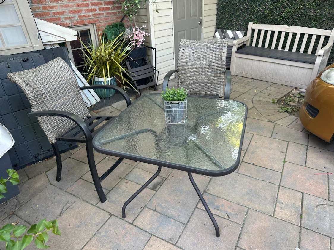 Glass Top Patio Table with Wicker Chairs - photo 4