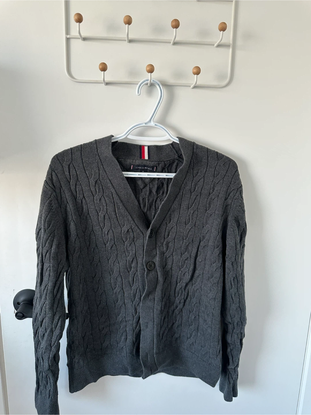 Tommy Hilfiger Men's Grey Cable Knit Cardigan Sweater XS